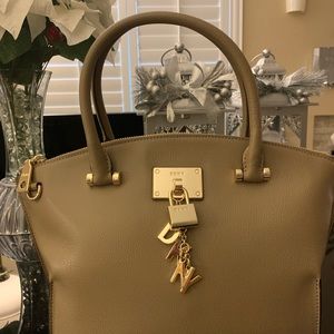 DKNY Cleo Taupe Satchel Handbag